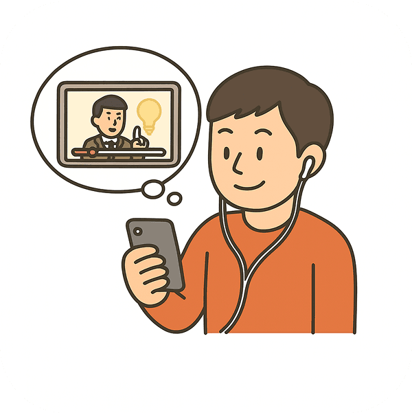 短時間で学べる動画学習のイラスト